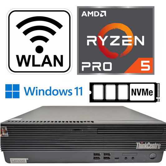 Lenovo M75S Gen 2 AMD Ryzen 5 Pro 4650G WLAN 16GB RAM 256GB NVME Windows 11 Pro